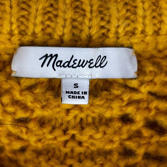 Madewell Mustard Yellow Windemere Pointelle Pullover Sweater Open Knit Sz Small - Picture 7 of 9